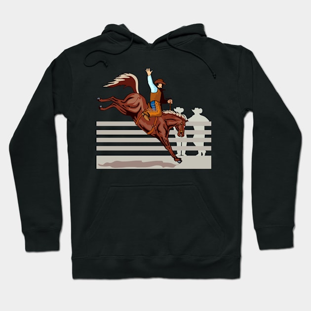 Rodeo  Saddle Bronc Competition Retro Hoodie by retrovectors
